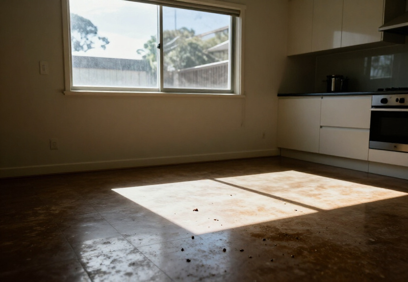 Rodent droppings and damage in a Loftus garage before treatment